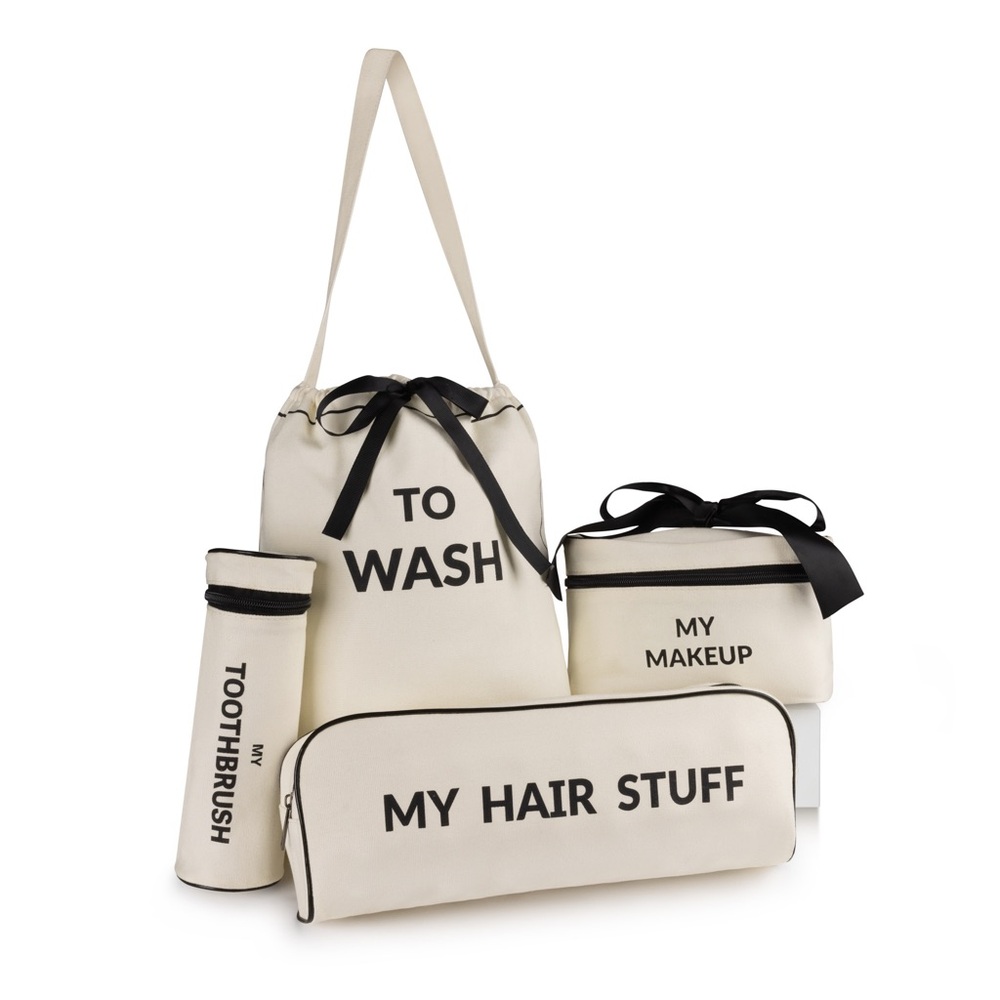 4-PACK TRAVEL & HOME TOILETRY SET cream